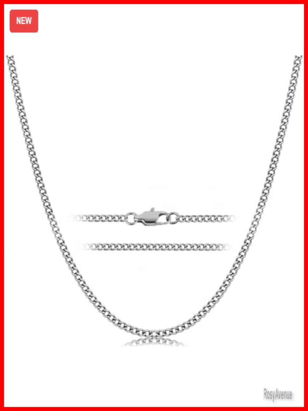 Pure Titanium Cuban Link Chain Necklace 2.2mm Oval Twist 23.62" Unisex Gift